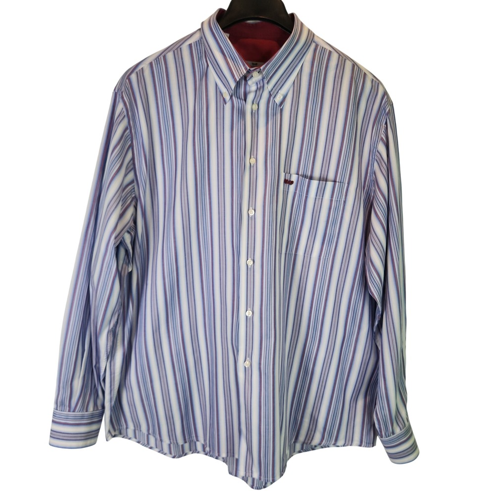Il Granchio Striped Button Down Shirt‎ Blue White Red Dress Shirt XXL